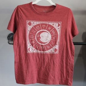 Zoe + Liv, red shirt zodiac shirt, size medium